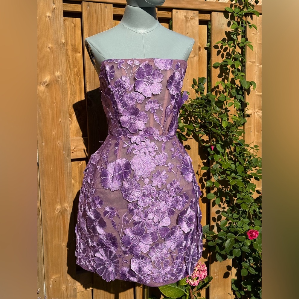 🆕 BRONX & BANCO 🧿 NWOT Jasmine Maraya Lilac Mini Dress - Sz L US 8 - Picture 3 of 17